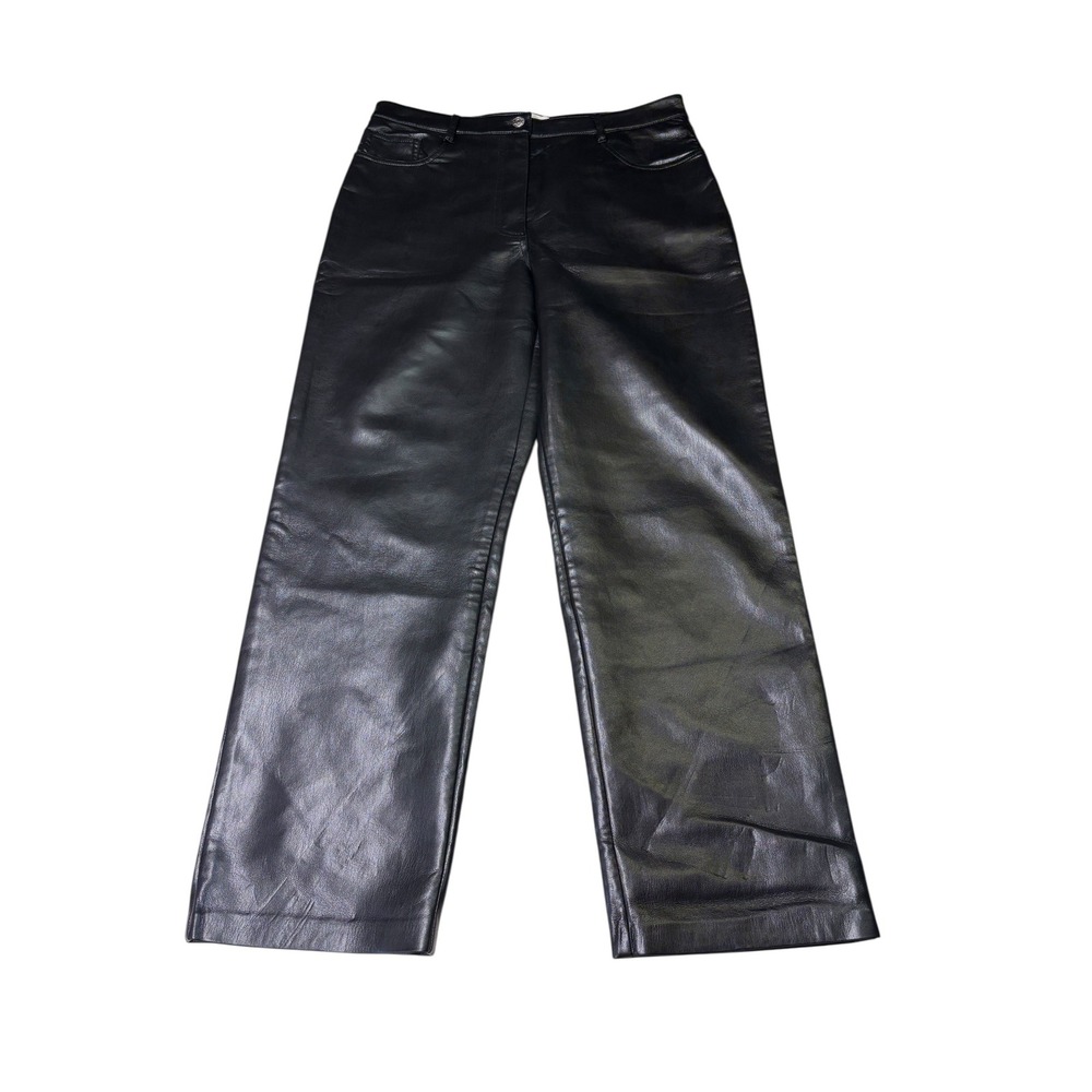 Wilfred Aritzia Black Vegan Leather High Waisted Wide Leg Pants Size 12 W32 L28